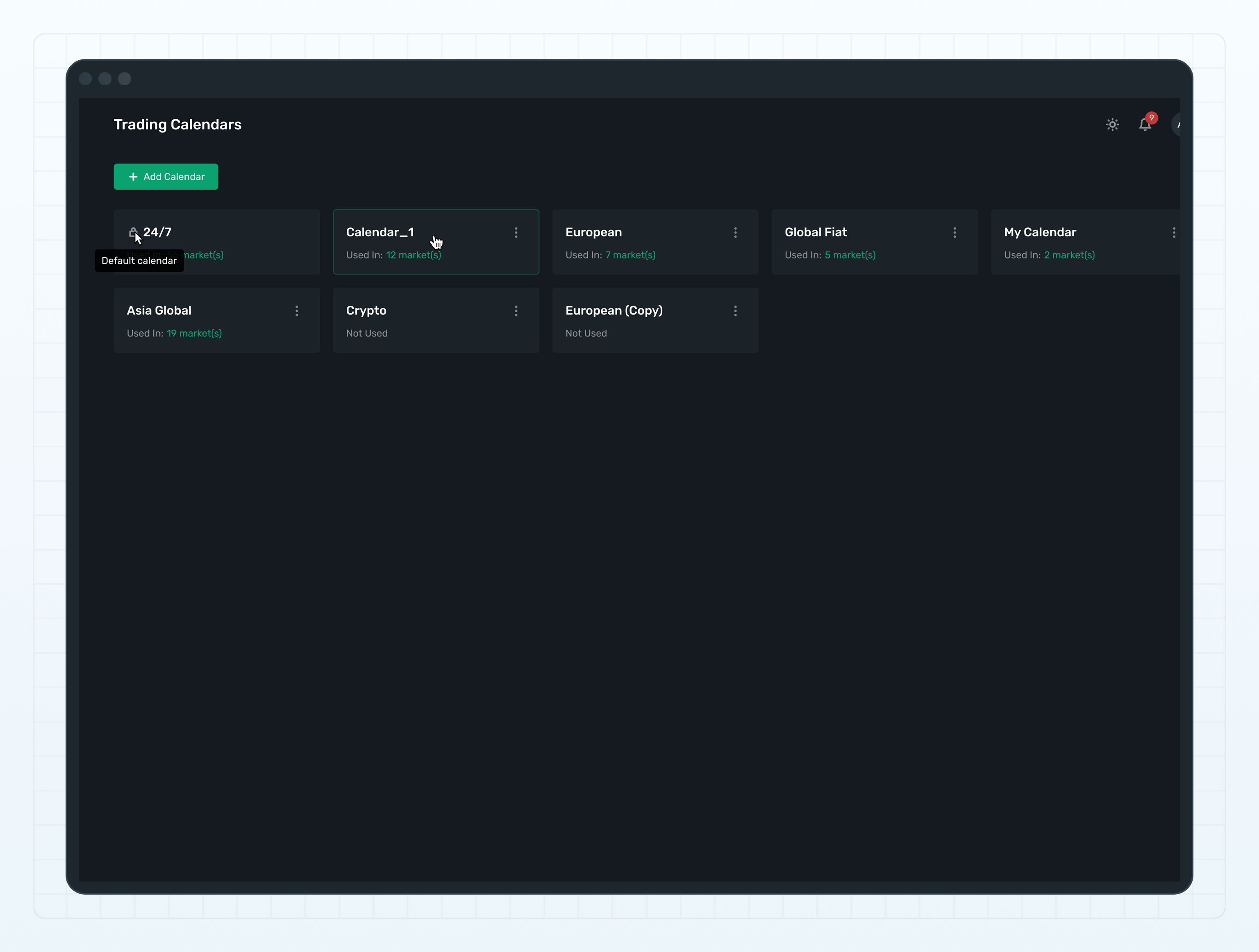 Trading calendars